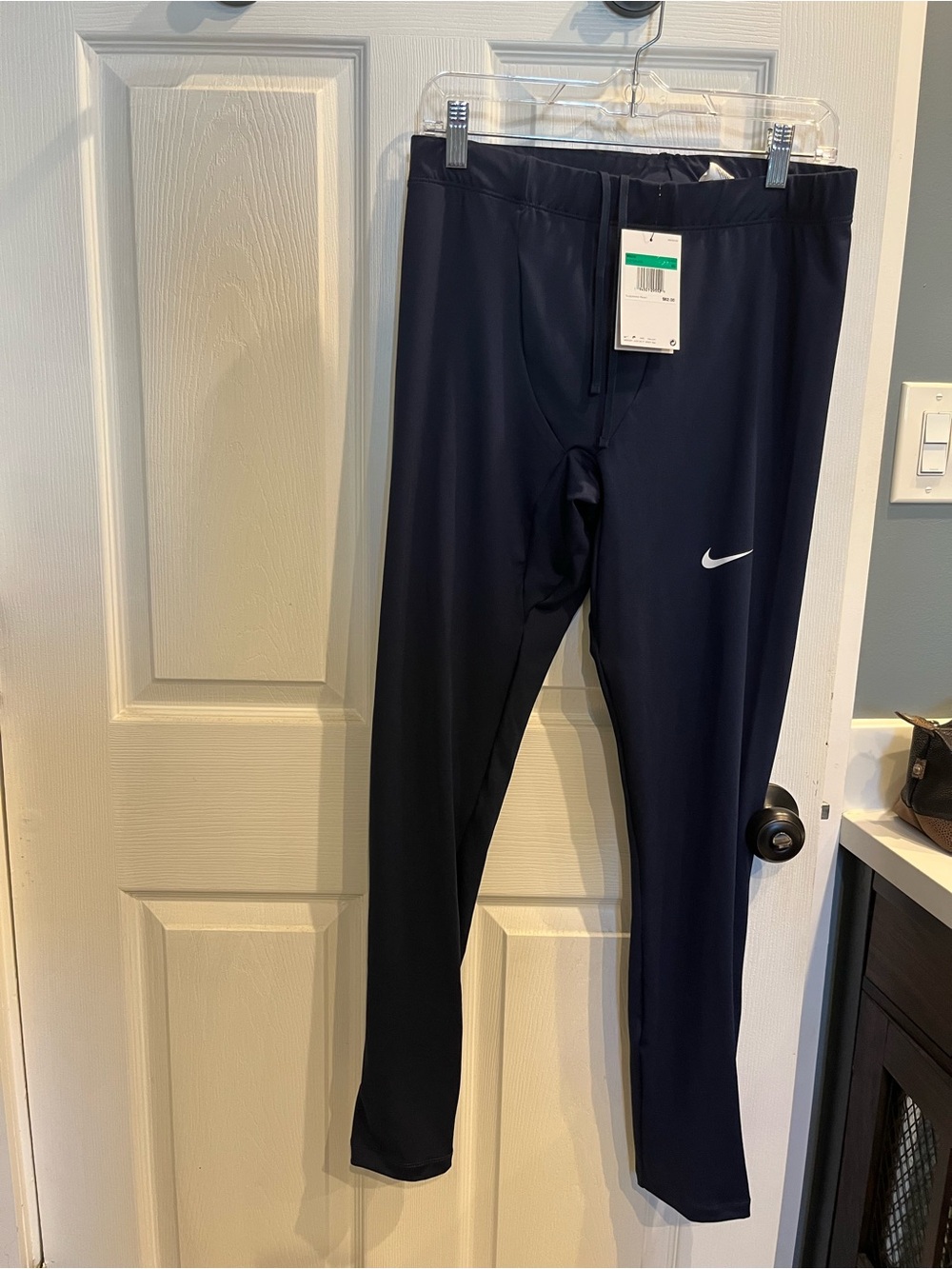 Nike Men's Dark Navy Athletic Leggings with White Swoosh